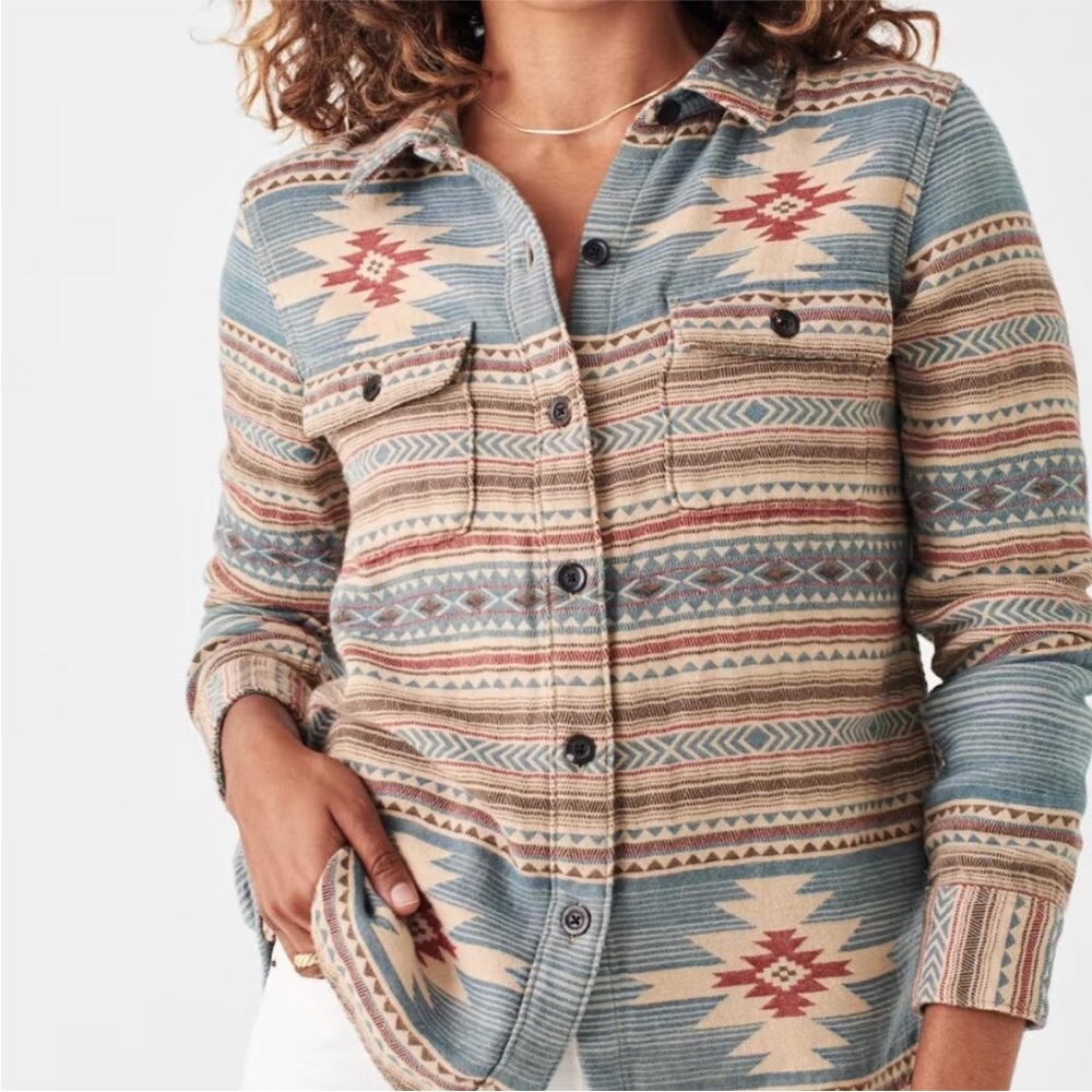 Faherty Doug Good Feather Overshirt Size XL